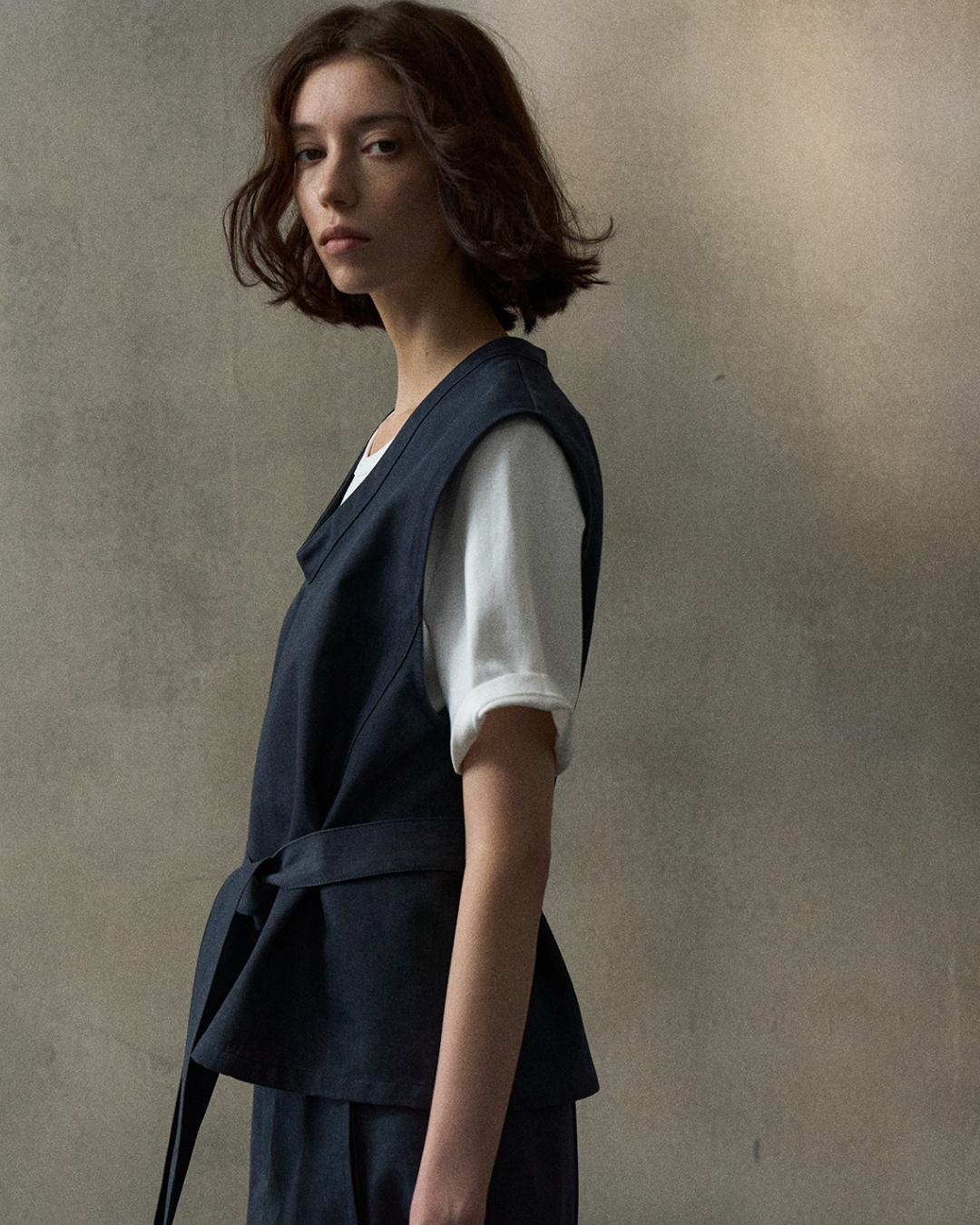 デニムライクストラップVネックベスト 10347