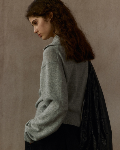 ハーフボタンリブニットミドルトーンプルオーバー 10323