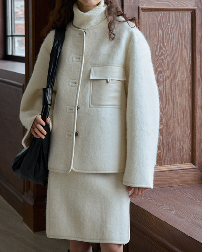 ノーカラーシングルブレストコート 10231