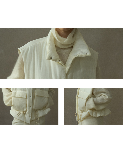 スタンドカラーキルティングベスト 10201