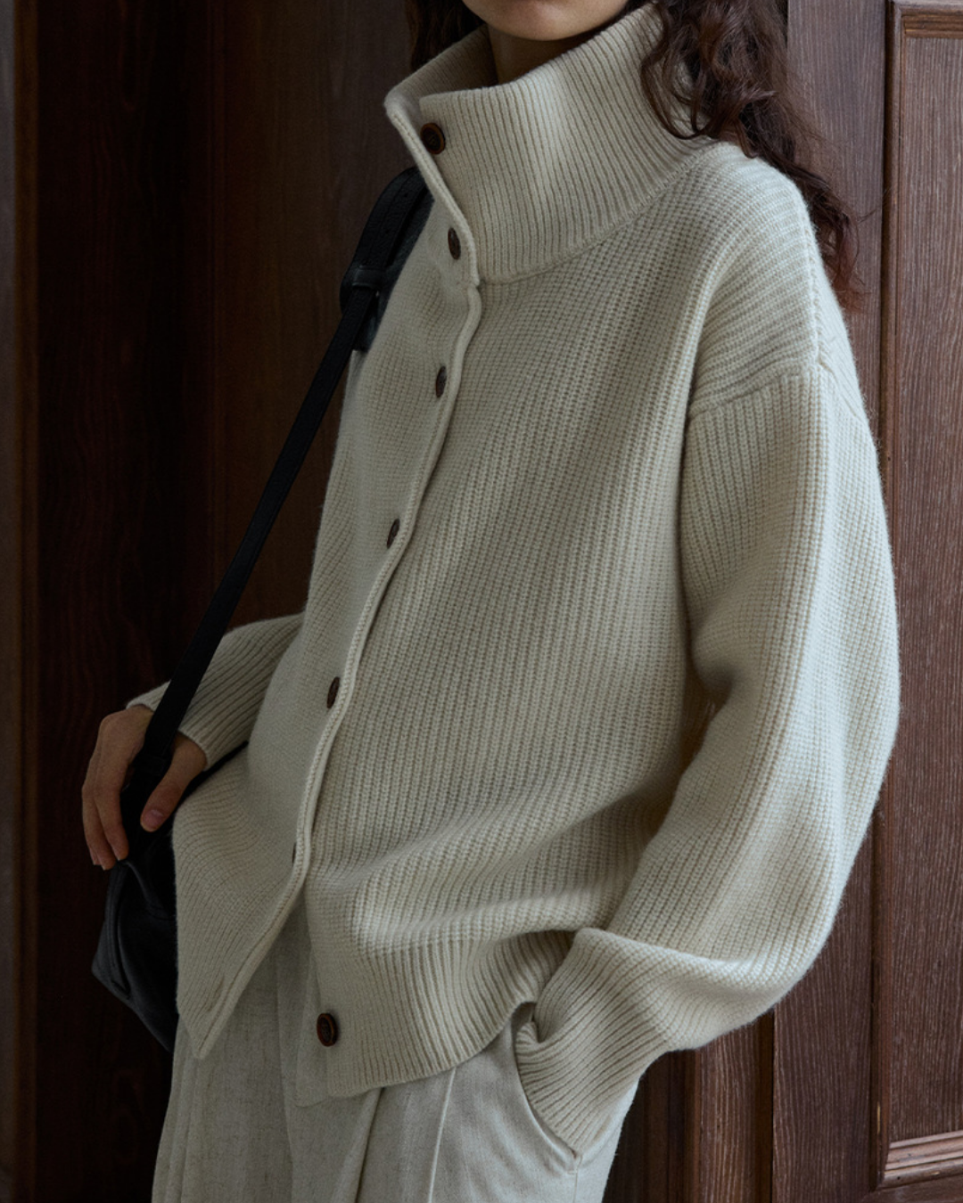 スタンドカラーニットカーディガン 10192