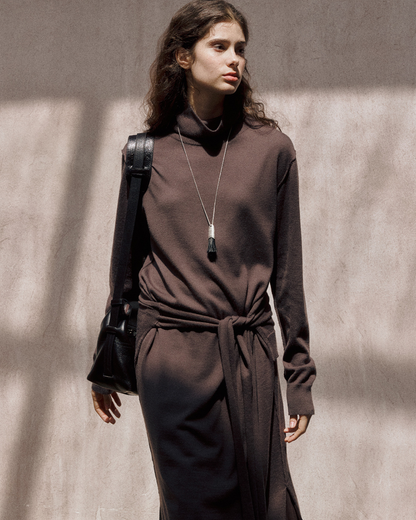 タートルネックニットロングワンピース 10154