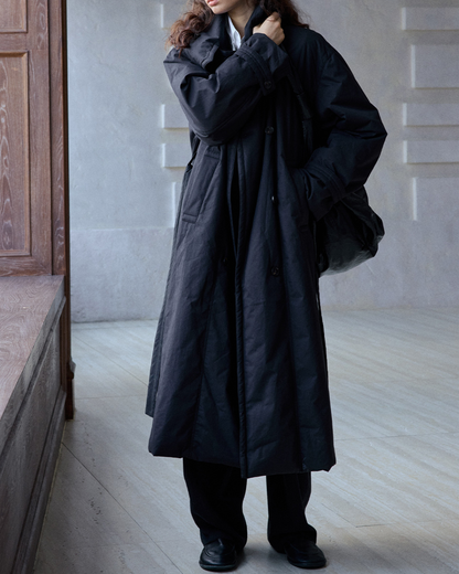 ダブルブレストキルティングロングコート 10233