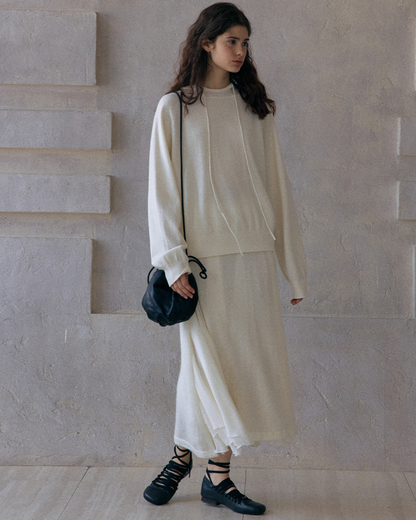 ラグランスリーブフーディーウォームトーンニットプルオーバー 10151