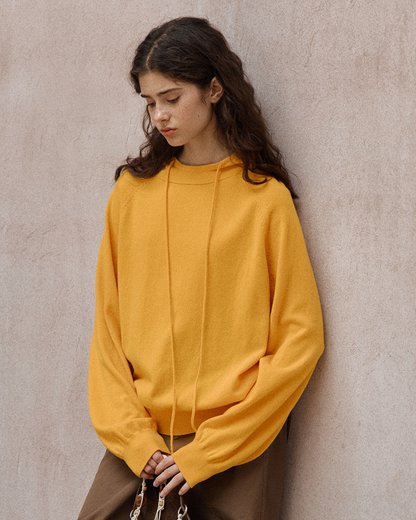 ラグランスリーブフーディークールトーンニットプルオーバー 10157