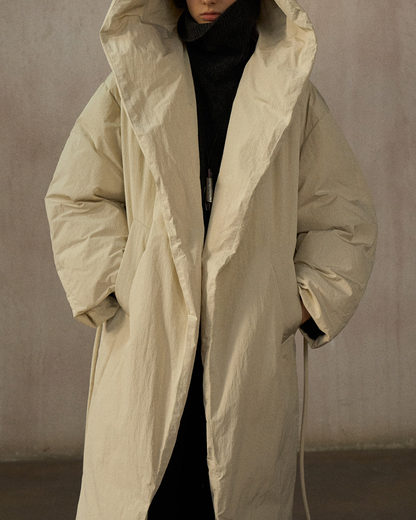 フーディーストラップロングダウンコート 10275