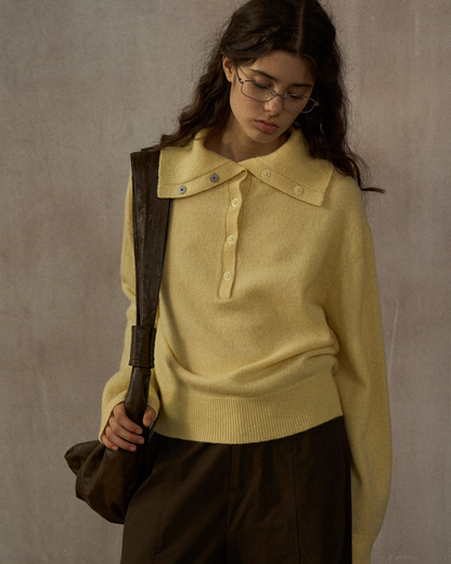 ハーフボタンリブニットフォレストトーンプルオーバー 10324