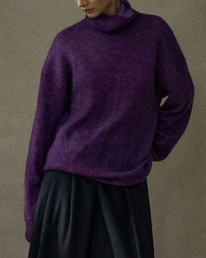 ハイカラーコントラストニットプルオーバー 10196