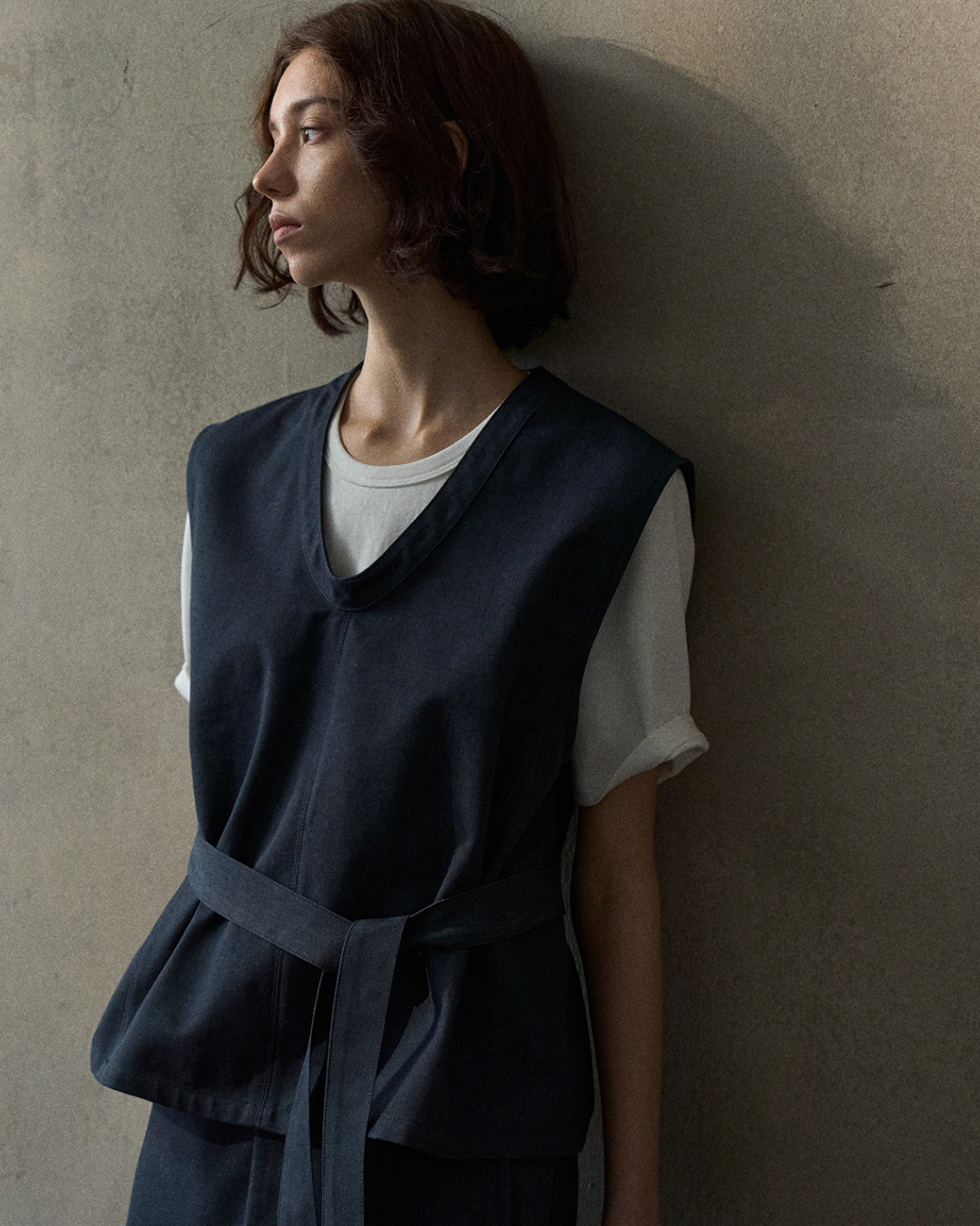 デニムライクストラップVネックベスト 10347