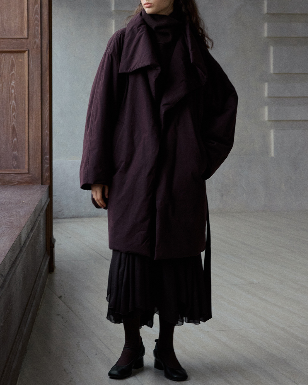 スタンドカラーロングストラップコート 10236