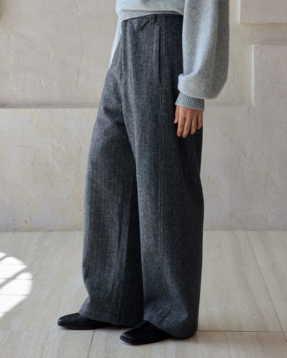ヘリンボーンストレートカジュアルパンツ 10187