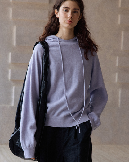 ラグランスリーブフーディーウォームトーンニットプルオーバー 10151