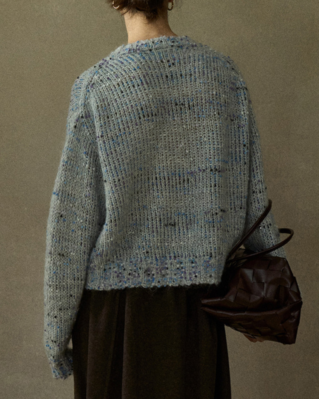 Vネックミディニットカーディガン 10216