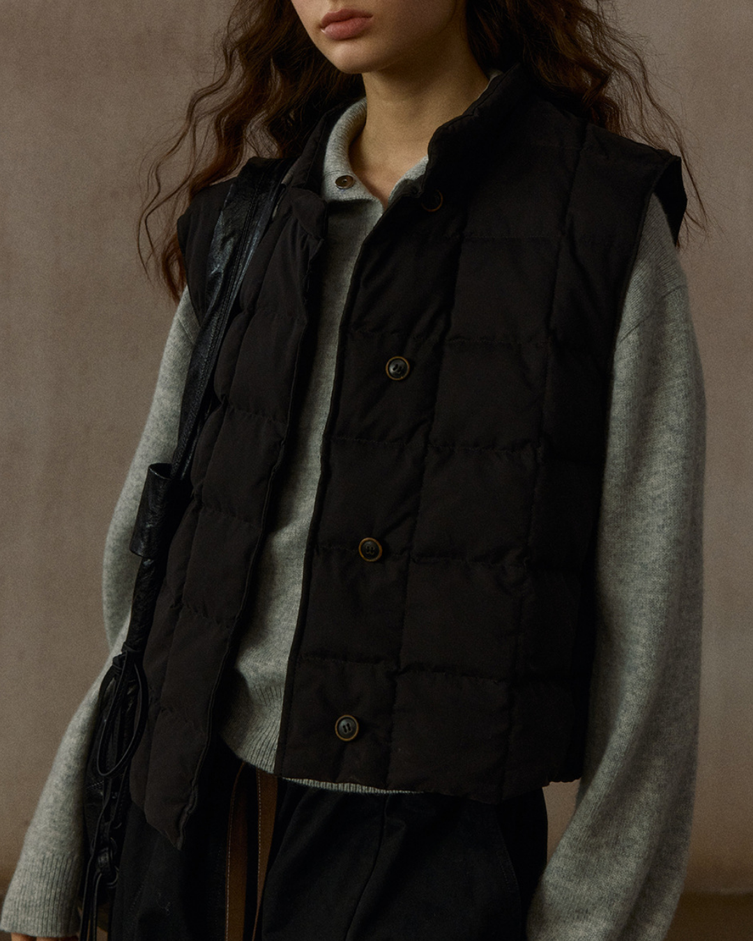 ハーフボタンリブニットミドルトーンプルオーバー 10323