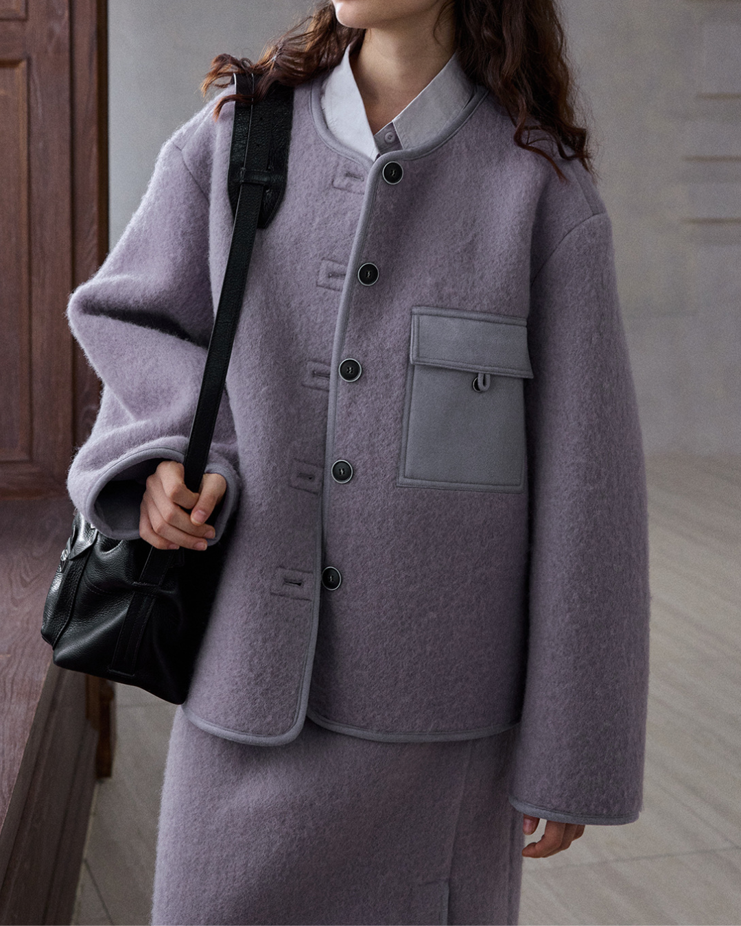 ノーカラーシングルブレストコート 10231