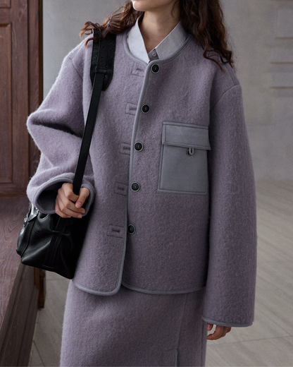 ノーカラーシングルブレストコート 10231