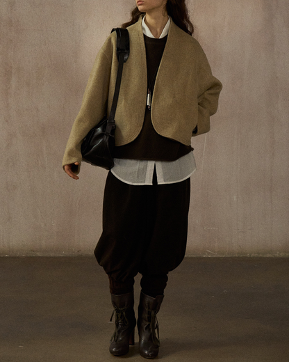 ノーカラーショートジャケット 10245