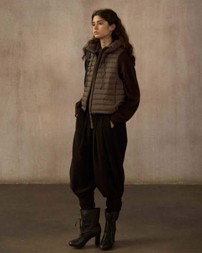 スタンドカラードローコードショートベスト 10250