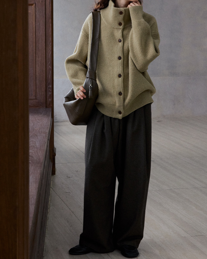 スタンドカラーニットカーディガン 10192