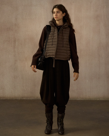 スタンドカラードローコードショートベスト 10250