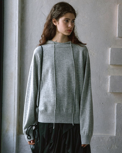 ラグランスリーブフーディークールトーンニットプルオーバー 10157