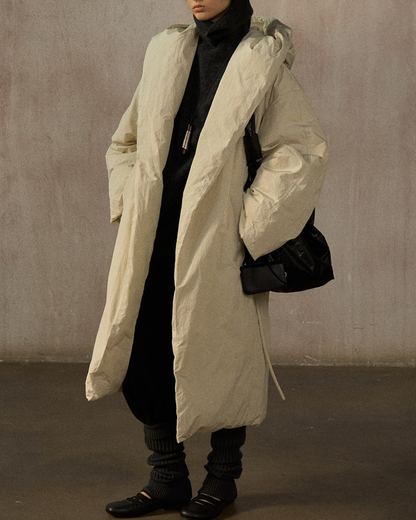 フーディーストラップロングダウンコート 10275