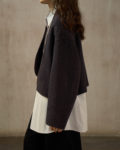 ノーカラーショートジャケット 10245