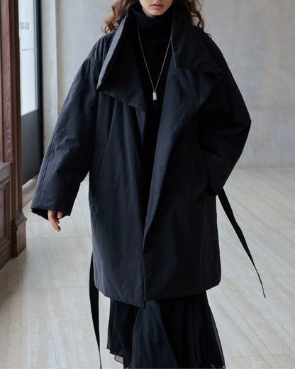 スタンドカラーロングストラップコート 10236