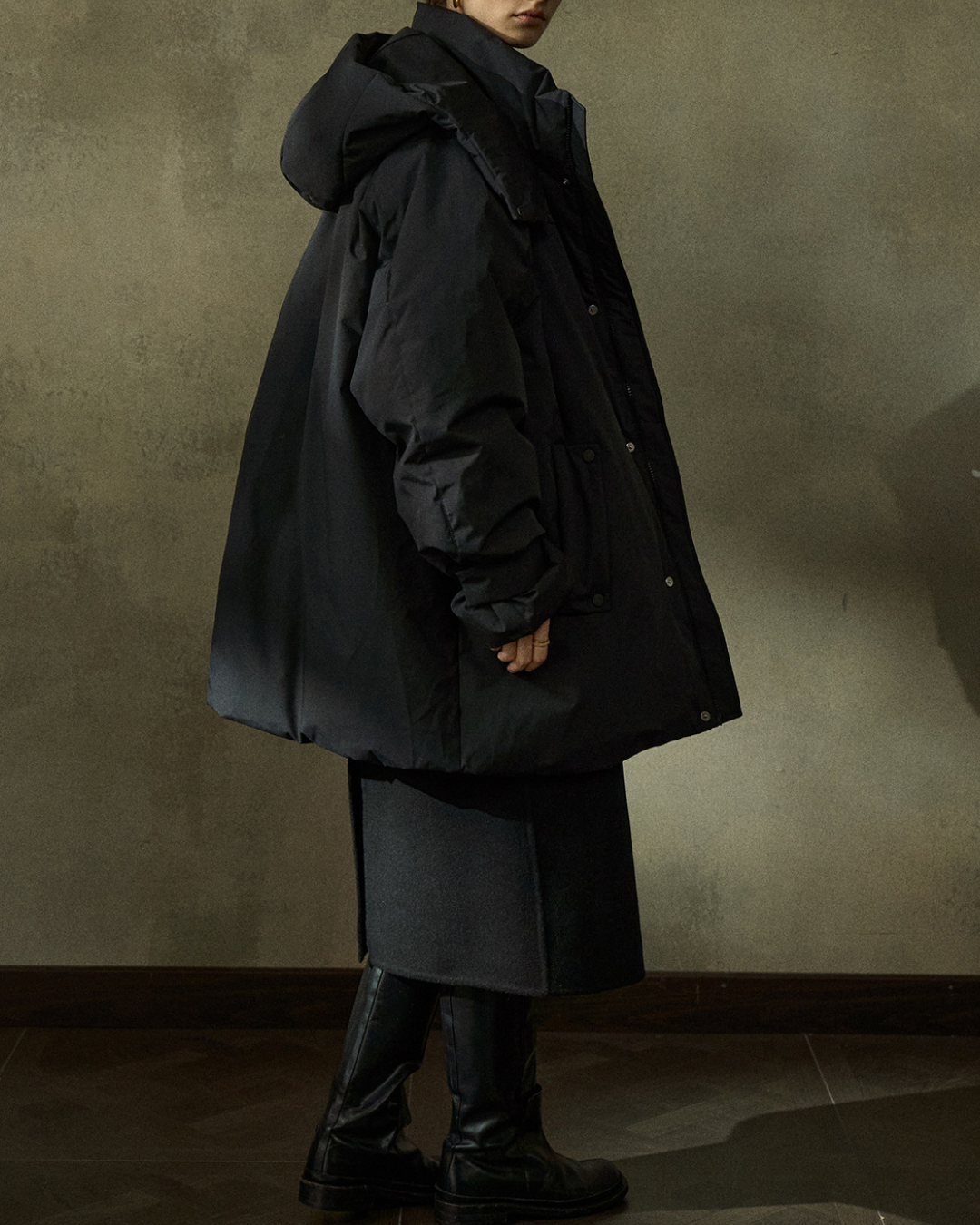 スタンドカラーミディダウンコート 10284