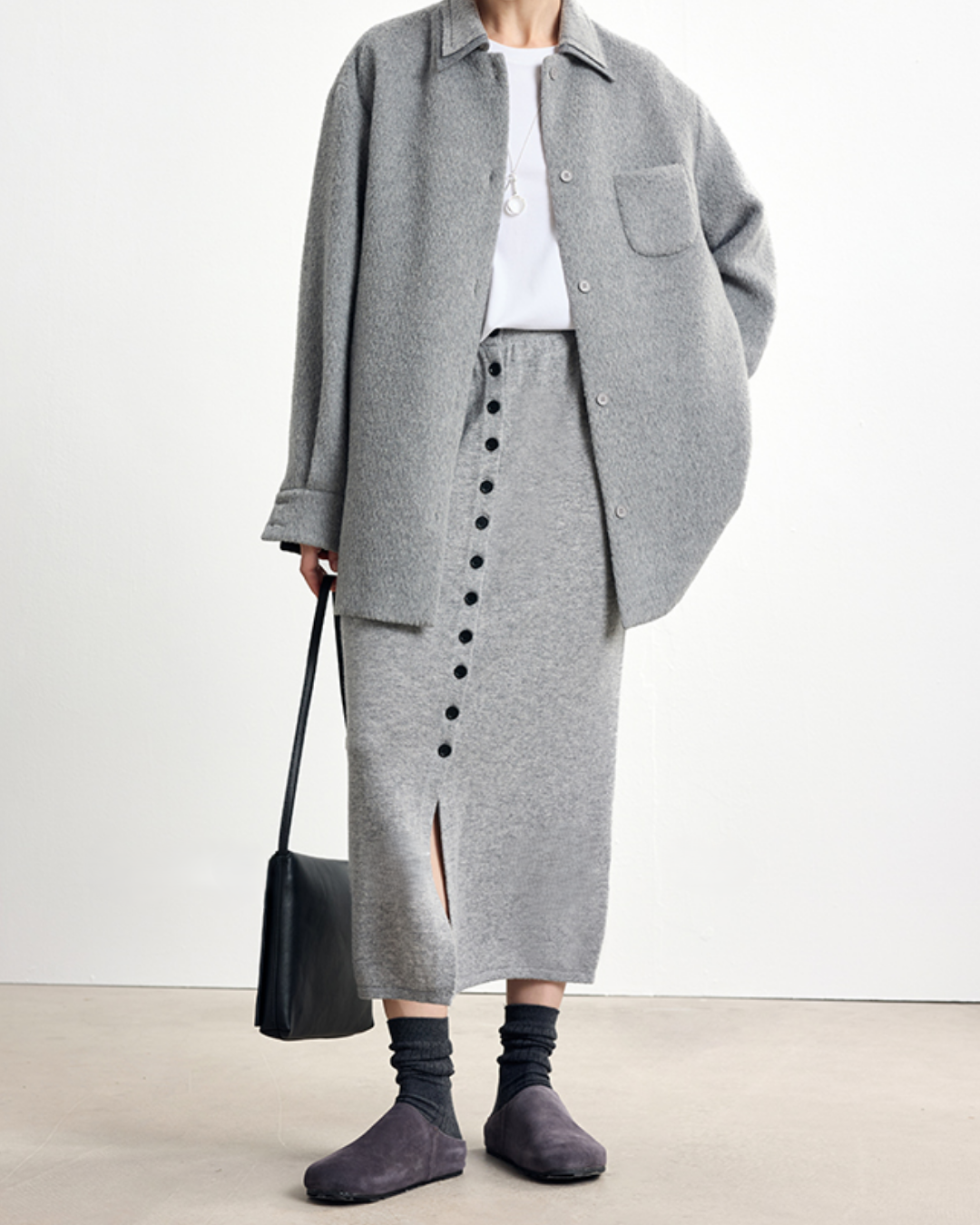 フロントスリットボタンデザインロングスカート 10329