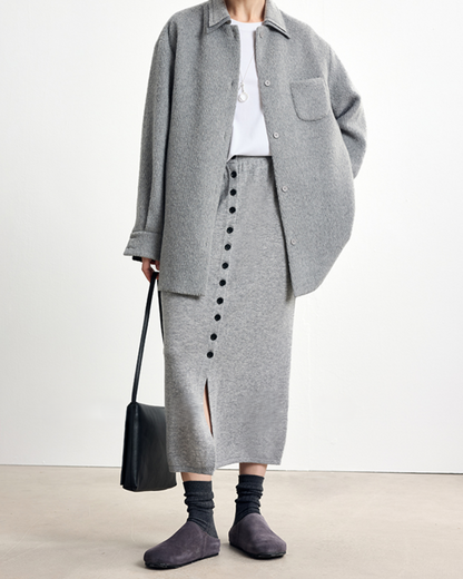 フロントスリットボタンデザインロングスカート 10329