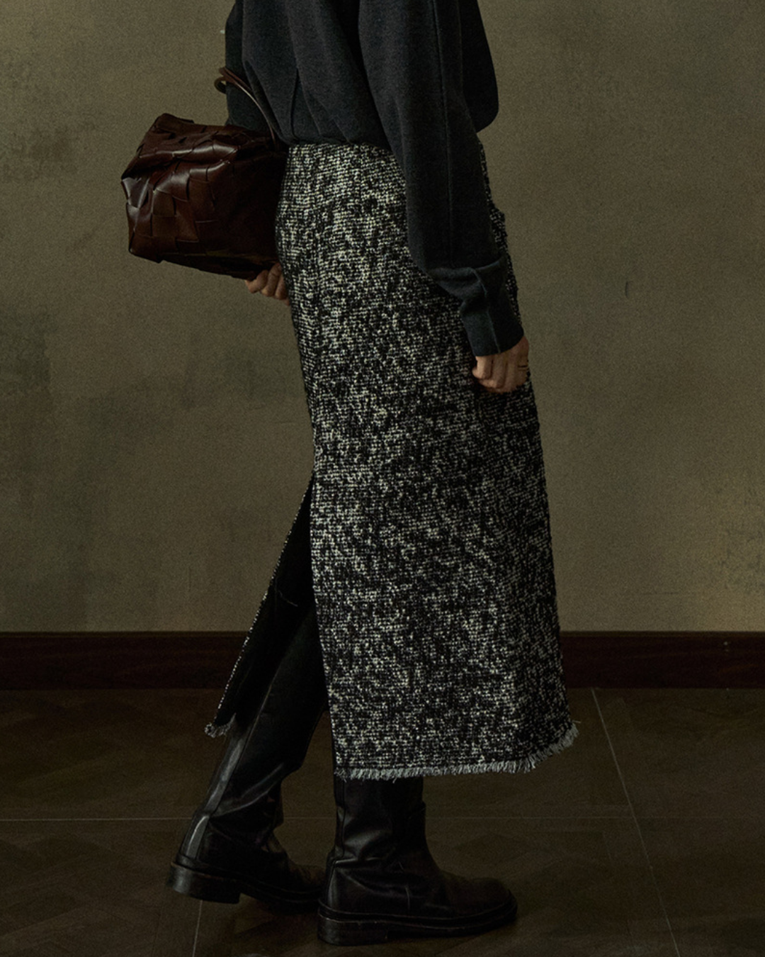 モノフォーム スリットツイードスカート 10442