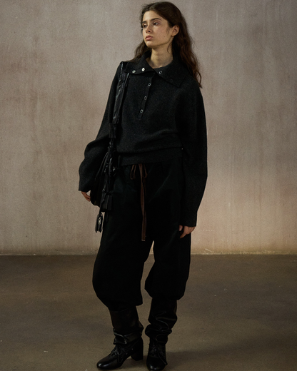 ハーフボタンリブニットフォレストトーンプルオーバー 10324