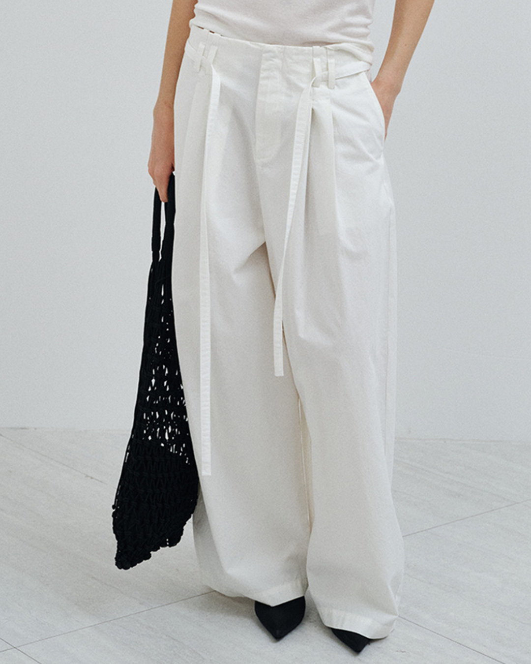 フィックスポイントタイウエストワイドパンツ 10583