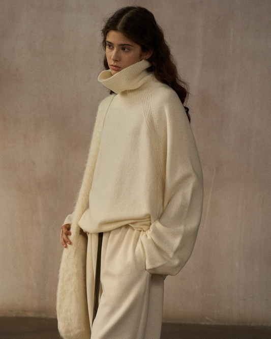 ハイカラーロングスリーブニットプルオーバー 10247