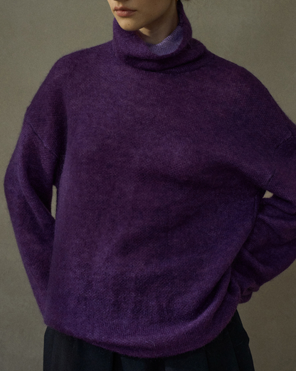 ハイカラーコントラストニットプルオーバー 10196