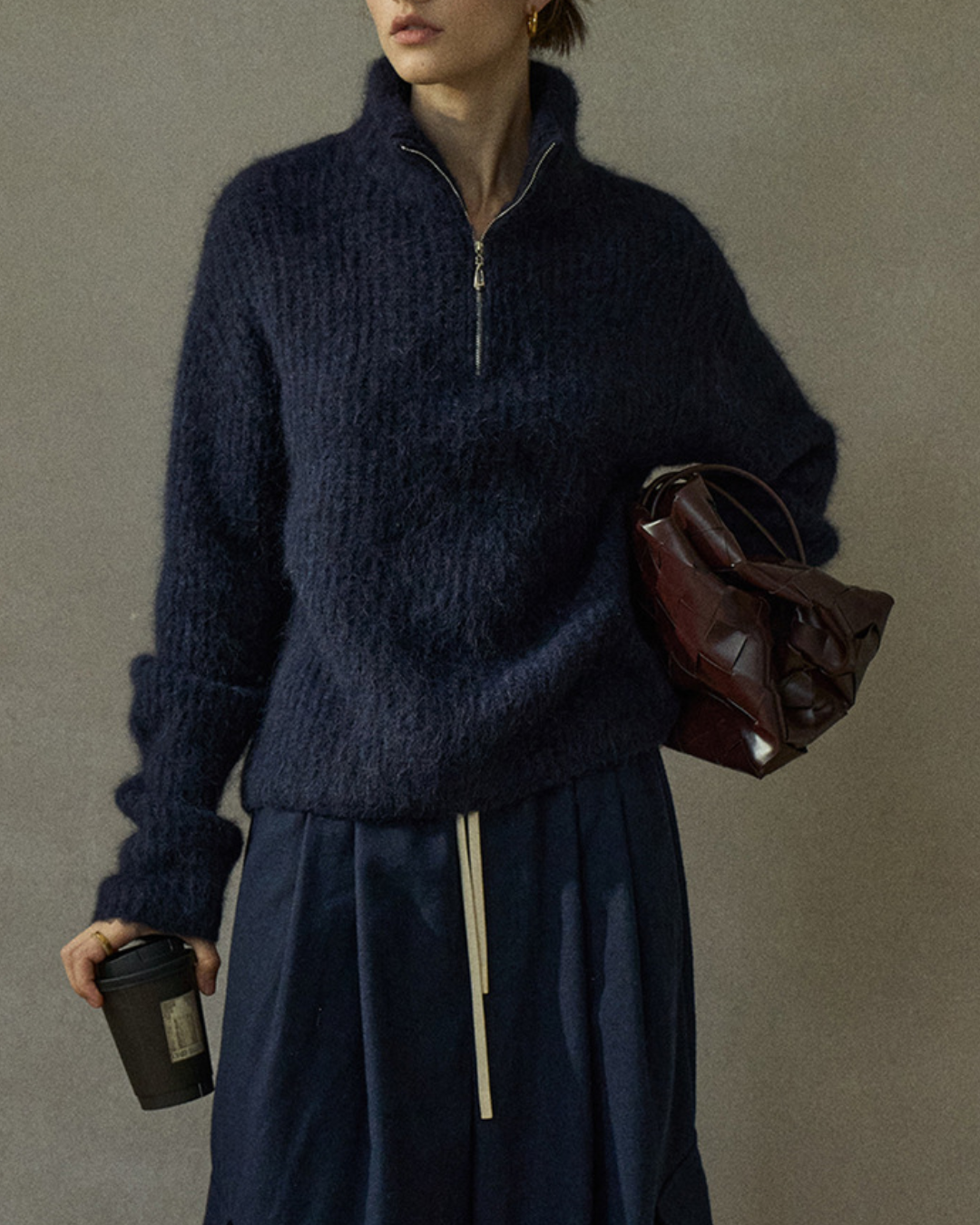 ハイカラーハーフジッププルオーバー 10266