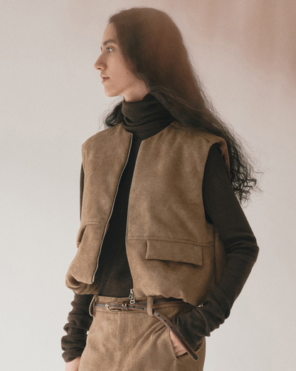 スリークスエードジップベスト 10419