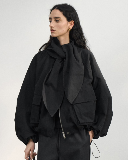 ミニマルスカーフカラーショートジャケット 10460