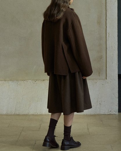 スカーフカラーミディフレアコート 10197