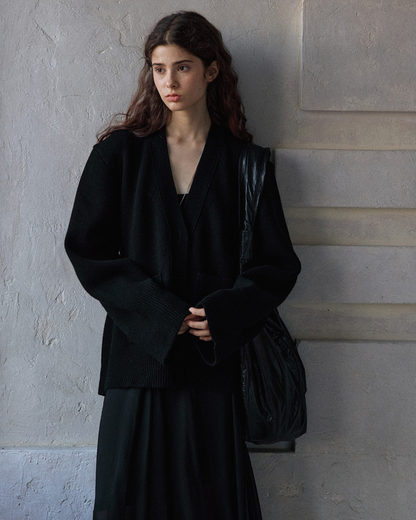 Vネックウエストワイドカーディガン 10171