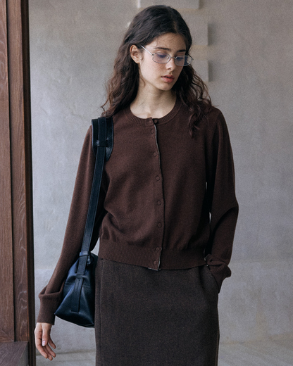 ラウンドネックシックトーンニットカーディガン 10162