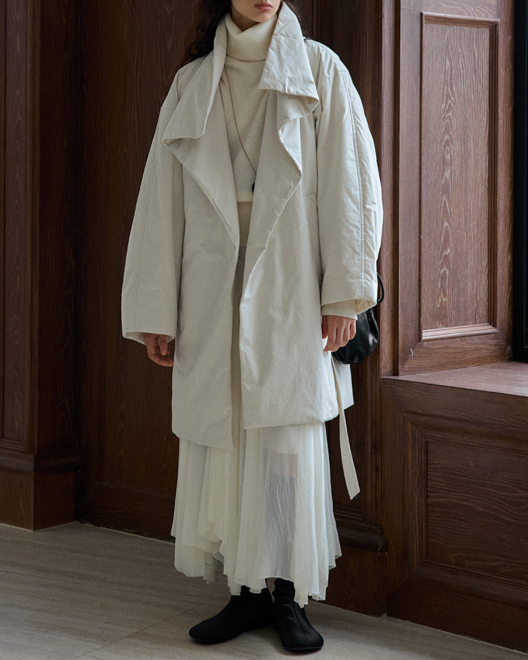 スタンドカラーロングストラップコート 10236