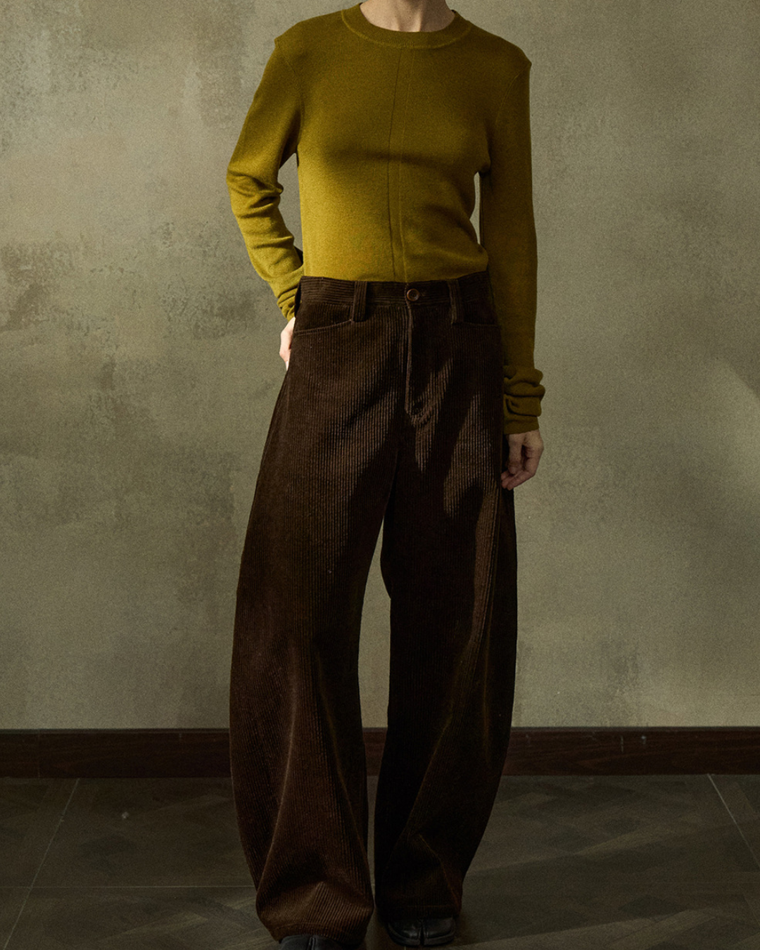 ハイウエストコーデュロイカーブパンツ 10205