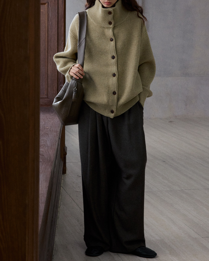 スタンドカラーニットカーディガン 10192