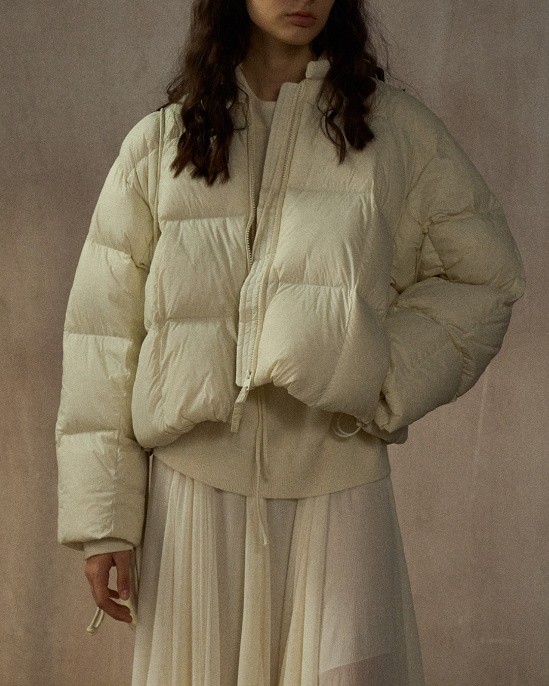 クルーネックドローコードショートコート 10268