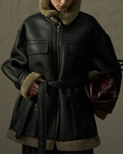 スタンドカラーストラップミディジャケット 10288