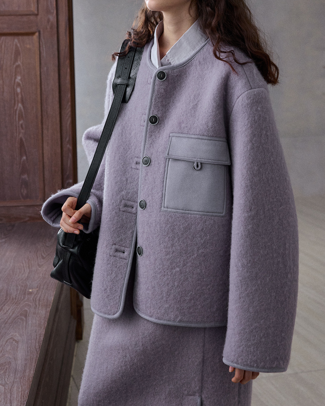 ノーカラーシングルブレストコート 10231