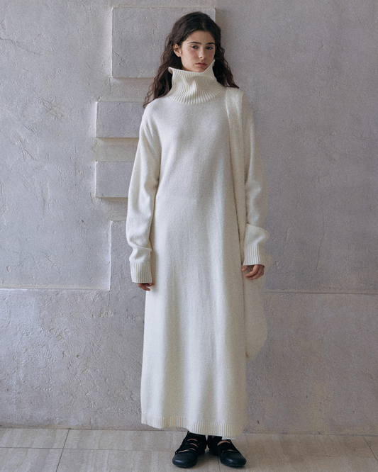 ハイカラーニットワンピース 10175