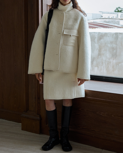 ノーカラーシングルブレストコート 10231